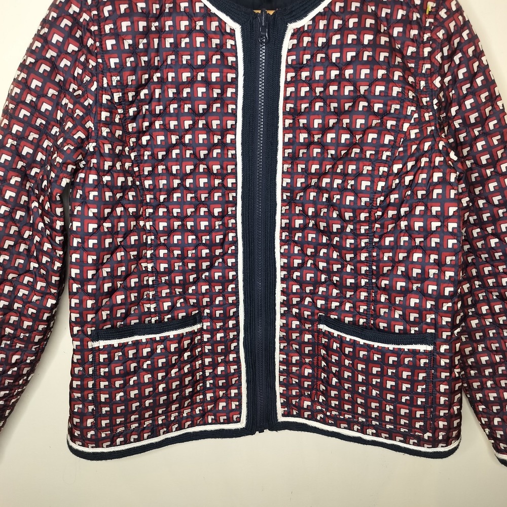 Talbots Reversible Jacket Red Navy Geometric Zip … - image 3